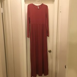 High waist, long sleeve maxi dress